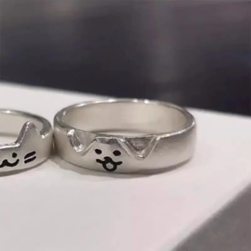 2pcs Cute Cat Dog Animal Couple Ring for Women Men 2025 New Fashion Statement Lover Rings Valentine's Day Party Jewelry Gifts