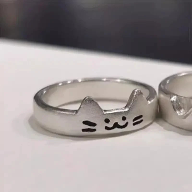 2pcs Cute Cat Dog Animal Couple Ring for Women Men 2025 New Fashion Statement Lover Rings Valentine's Day Party Jewelry Gifts