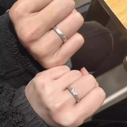 2pcs Cute Cat Dog Animal Couple Ring for Women Men 2025 New Fashion Statement Lover Rings Valentine's Day Party Jewelry Gifts