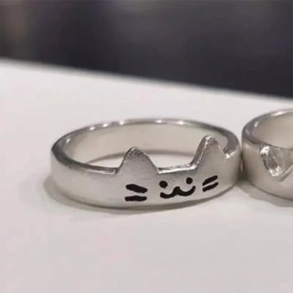 2pcs Cute Cat Dog Animal Couple Ring for Women Men 2025 New Fashion Statement Lover Rings Valentine's Day Party Jewelry Gifts